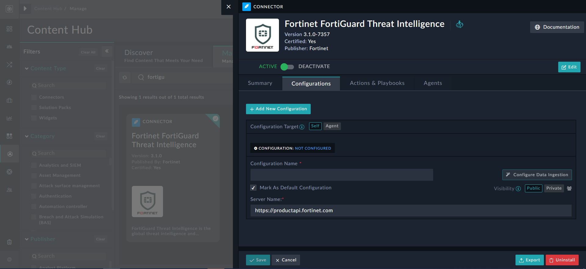 Connector Configuration Popup