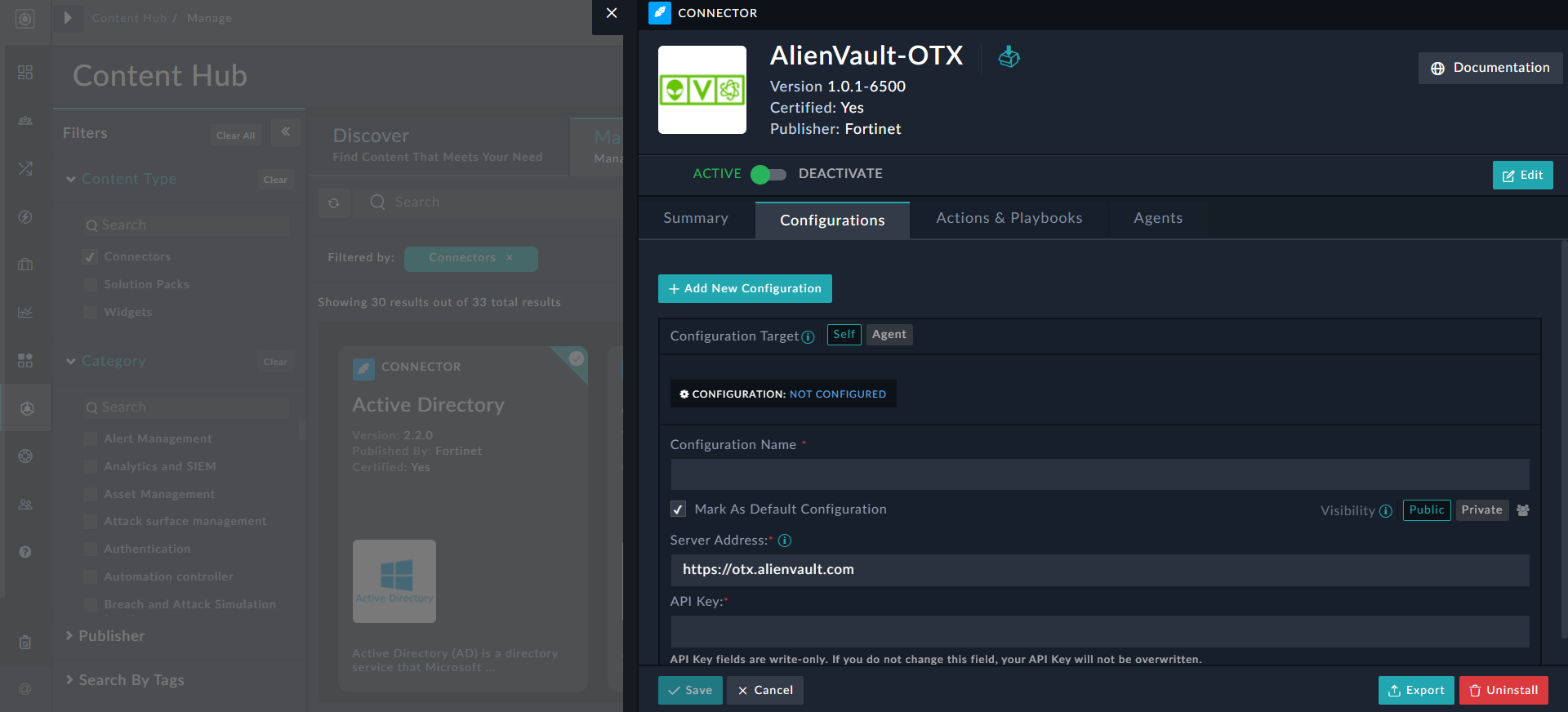 Connector Configuration Popup