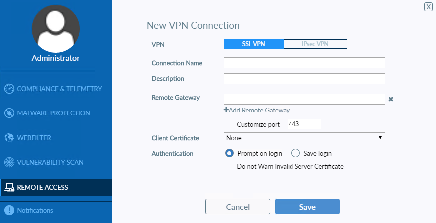 Connecting from FortiClient VPN client | FortiGate / FortiOS 6.4.4 ...