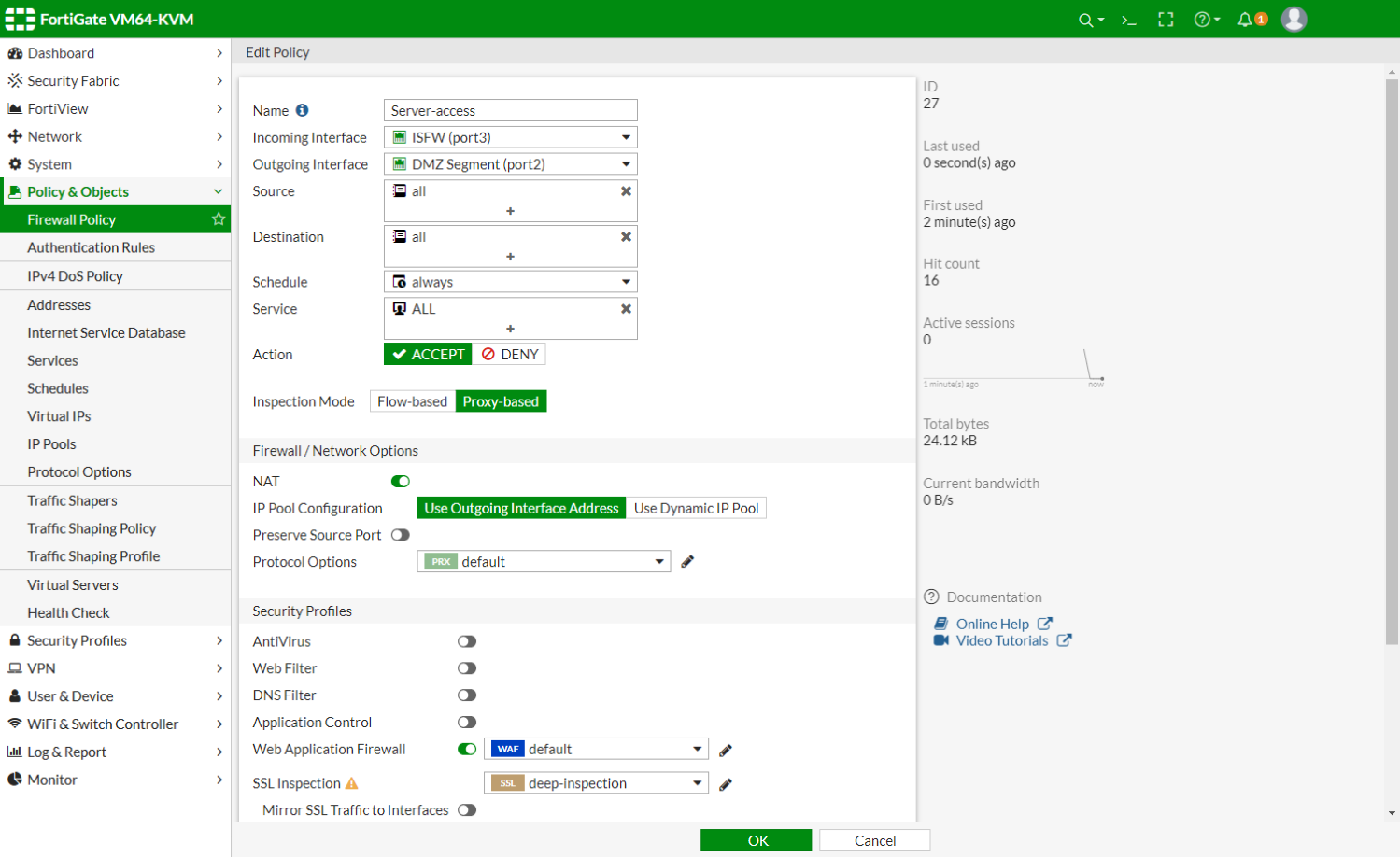 Protecting a server running web applications | FortiGate / FortiOS 6.4.4