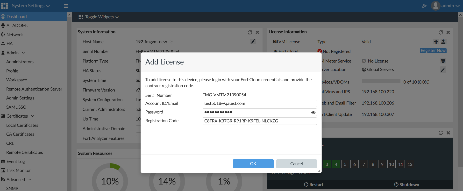 Activating add-on licenses | FortiManager 7.2.8 | Fortinet Document Library