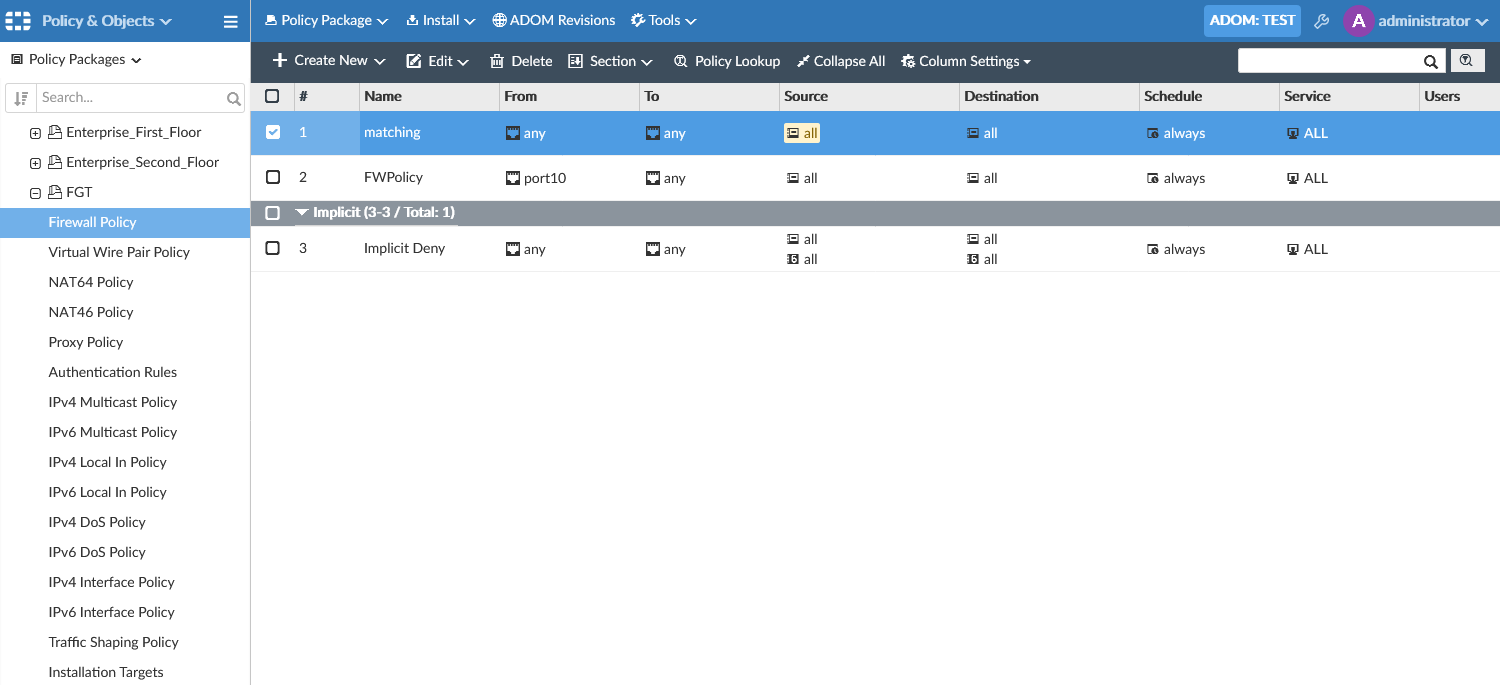 Managing policies | FortiManager 7.2.8 | Fortinet Document Library