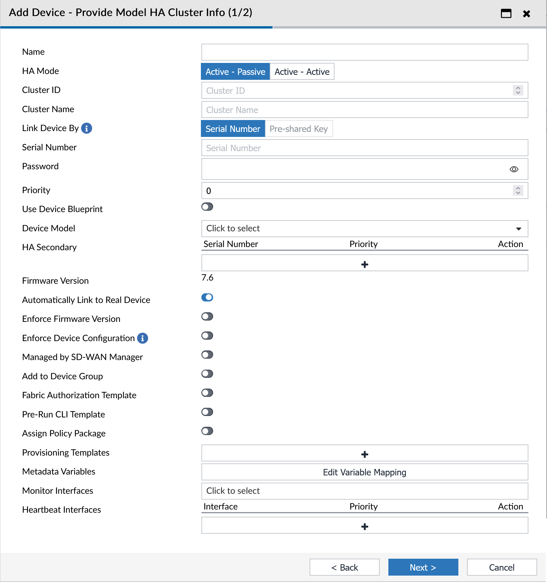 Adding a FortiGate HA cluster