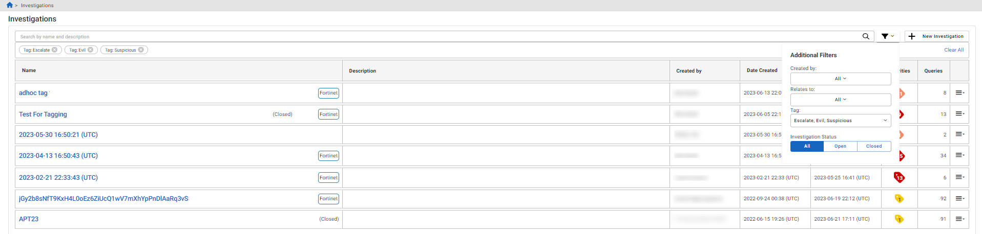 Fortinet Inspection Investigate | FortiNDR Cloud 25.1.a | Fortinet Document Library