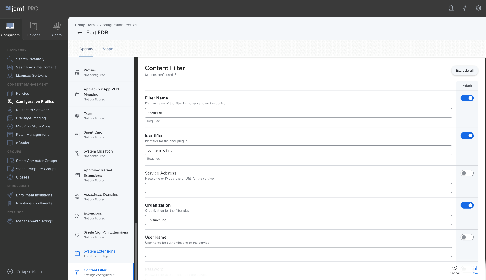Installing FortiEDR on Mac Big Sur Devices using Jamf PRO FortiEDR 5.0.0