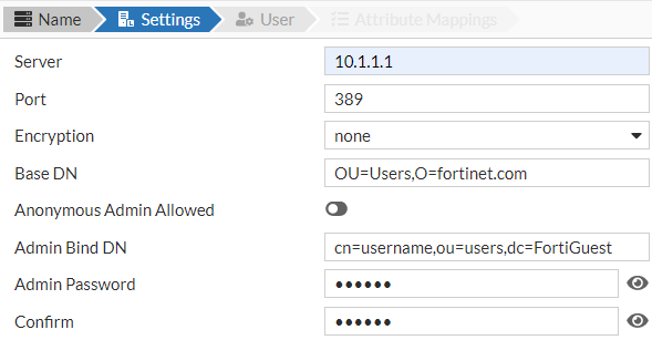 Open LDAP | FortiGuest 2.2.0 | Fortinet Document Library
