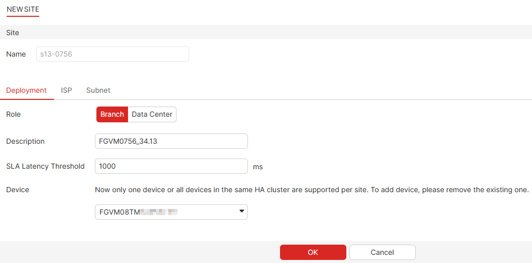 Creating a site | FortiGate Cloud 25.3.0 | Fortinet Document Library