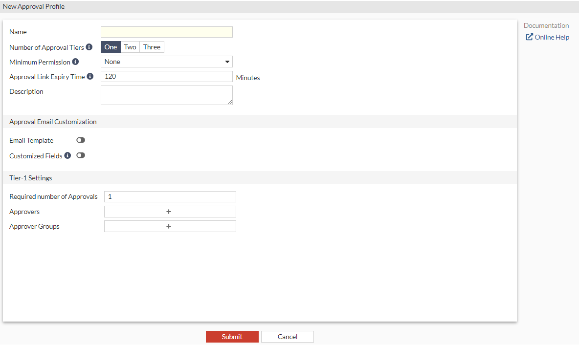 Create an approval profile | FortiPAM 1.5.0 | Fortinet Document Library