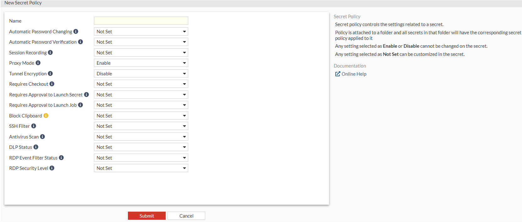 Creating a policy | FortiPAM 1.5.0 | Fortinet Document Library