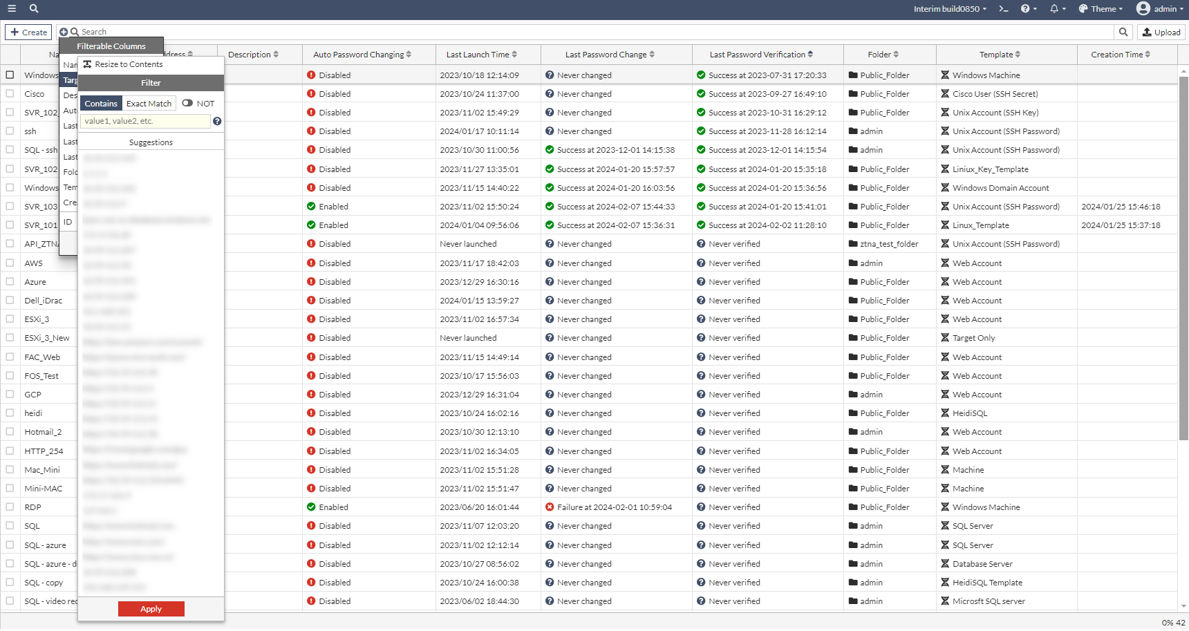 Tables | FortiPAM 1.5.0 | Fortinet Document Library