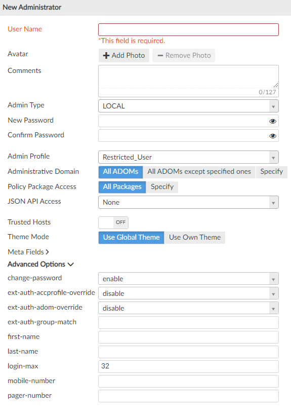 Creating administrators | FortiManager 7.2.0 | Fortinet Document Library