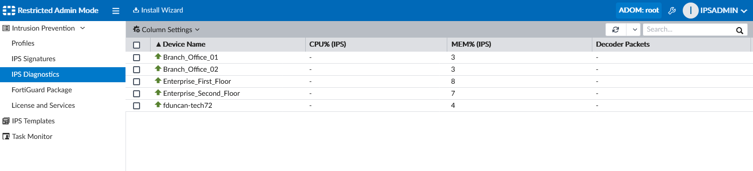 Intrusion prevention diagnostics | FortiManager 7.2.0 | Fortinet ...