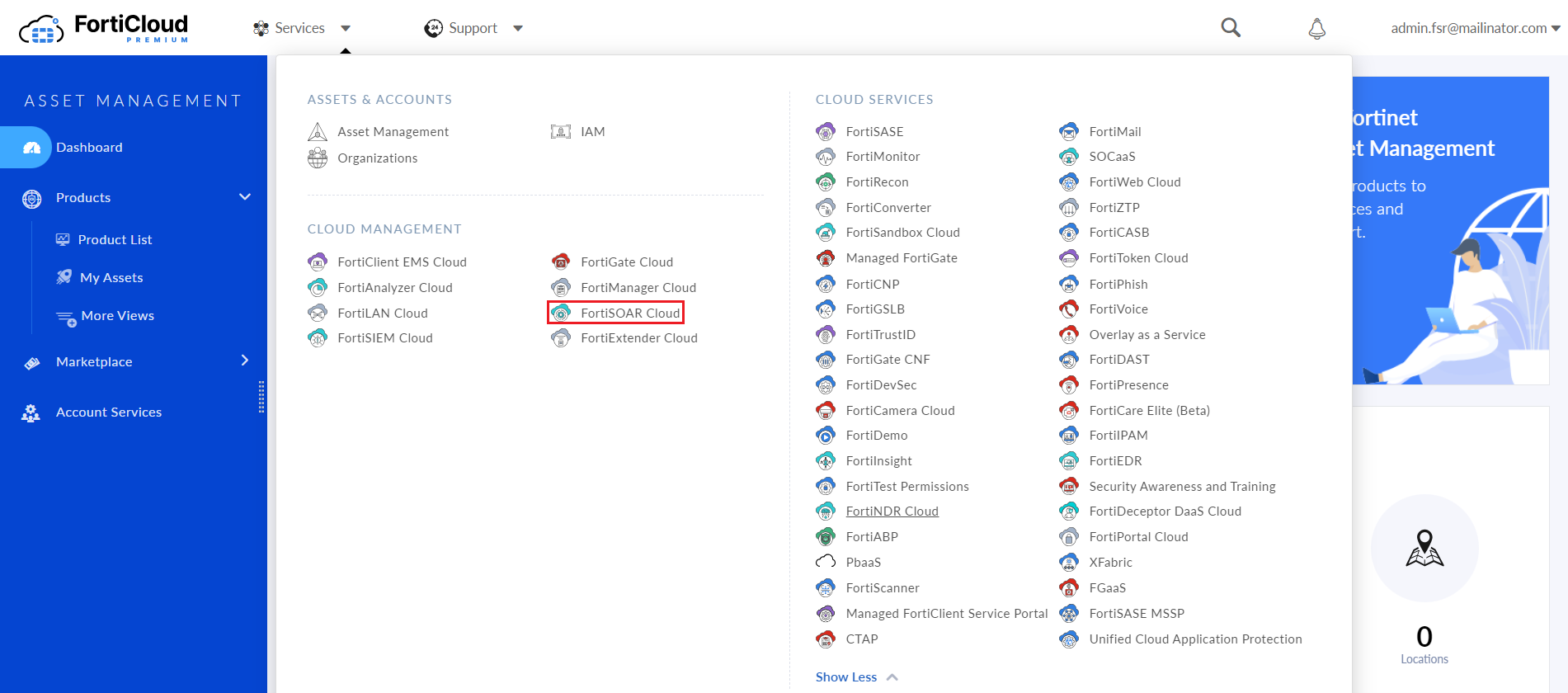 FortiSOAR Instance in the FortiCare portal