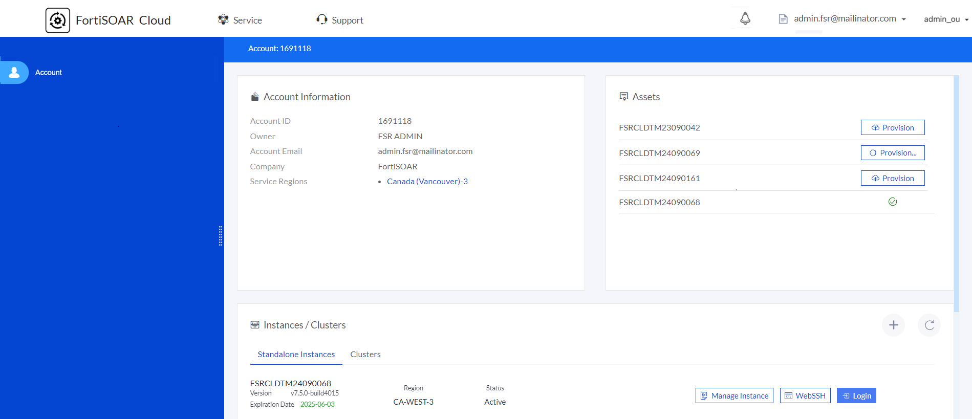 FortiSOAR Cloud VM Page