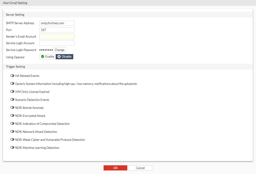 Alert Email Setting | FortiNDR 7.4.2 | Fortinet Document Library