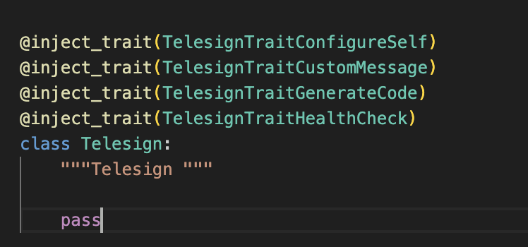 Implementation file - Service class with decorator to inject traits