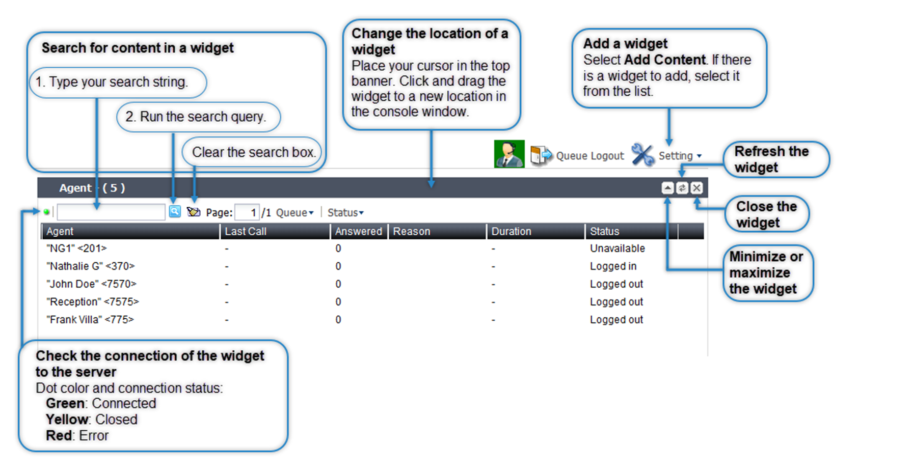 Managing widgets | FortiVoice 7.2.0 | Fortinet Document Library