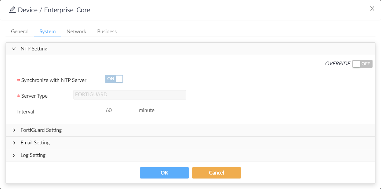 Overriding device settings FortiManager 6.4.1 Document Library