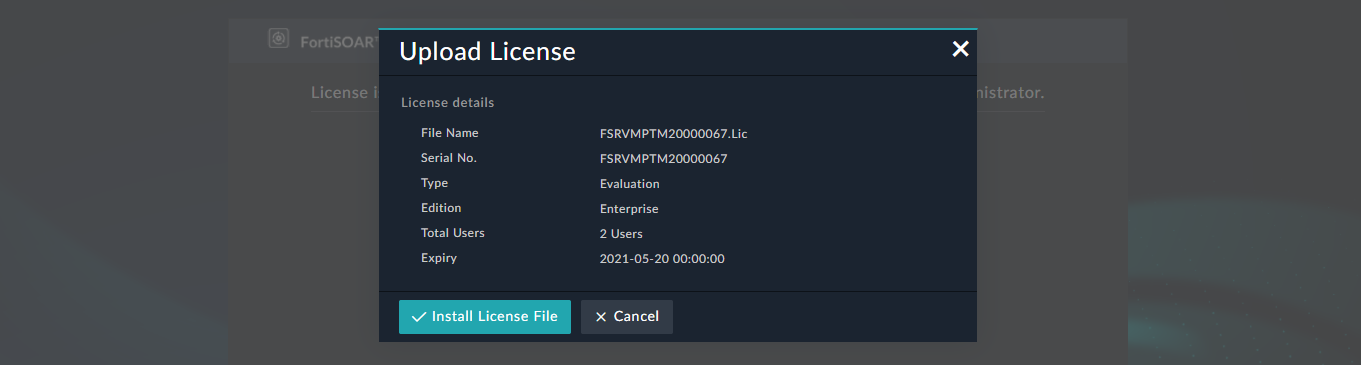 FortiSOAR license details