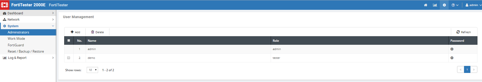 Creating test users | FortiTester 7.2.3