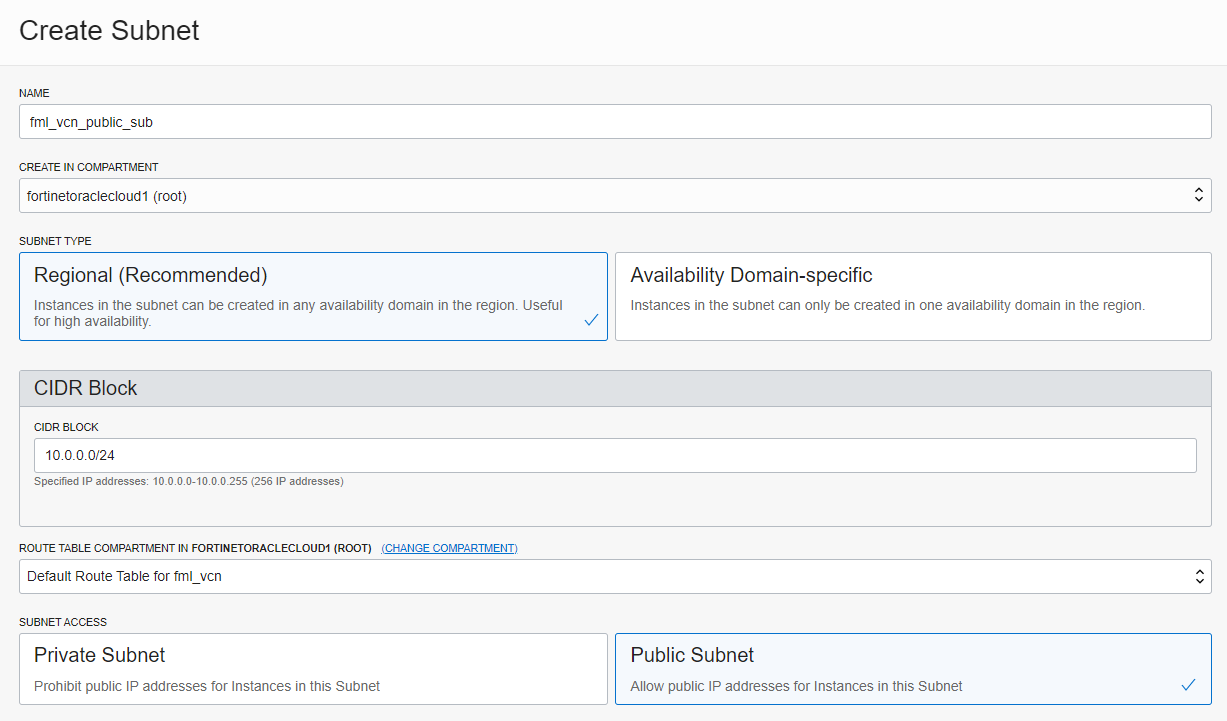 Creating a Virtual Cloud Network and Public-facing Subnet | FortiMail ...