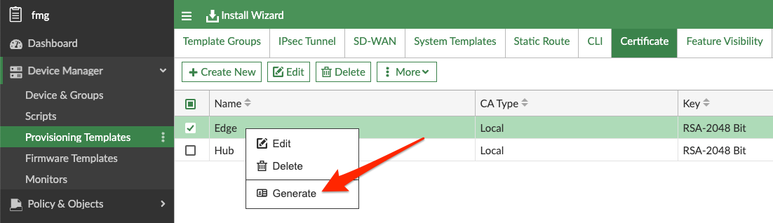 Issue certificate | FortiGate / FortiOS 7.4.0 | Fortinet Document Library