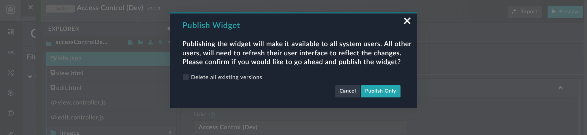 Options for publishing widgets