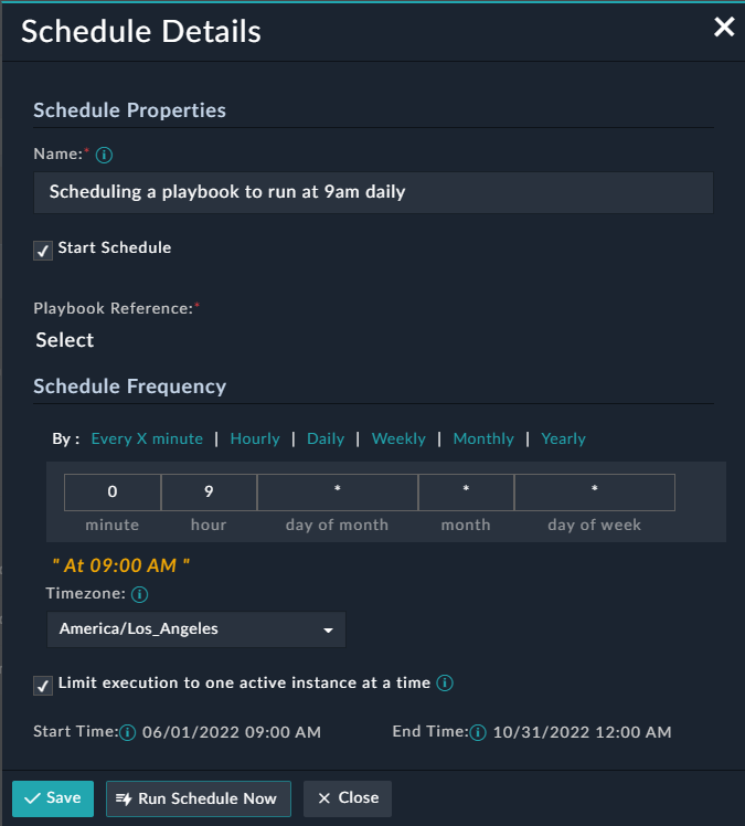 Create Schedule form