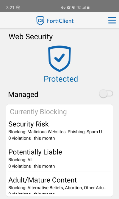 Web security status | FortiClient 7.2.0 | Fortinet Document Library
