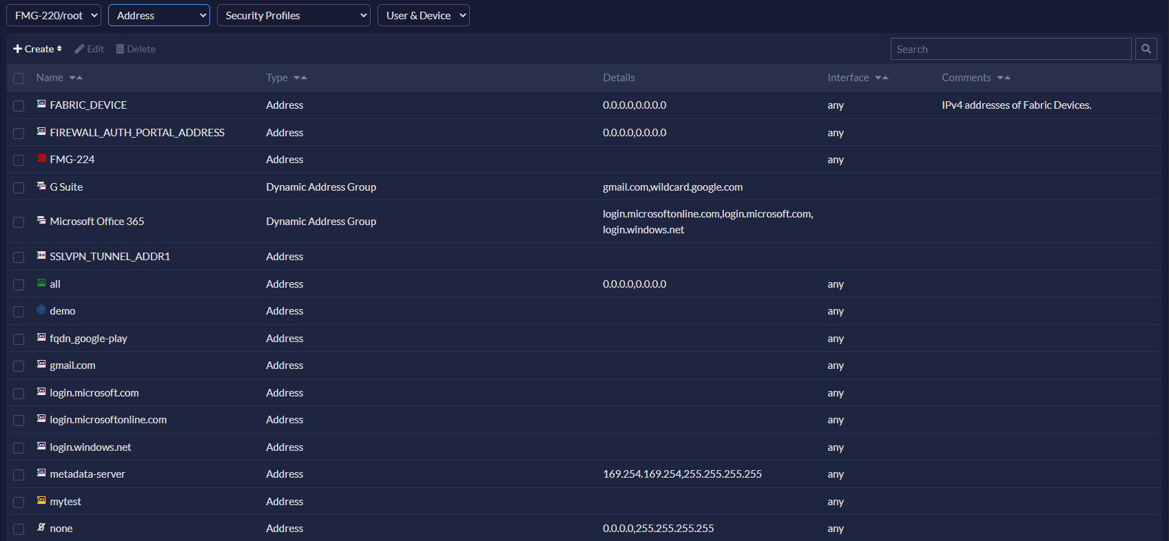 Firewall objects | FortiPortal 7.4.0 | Fortinet Document Library