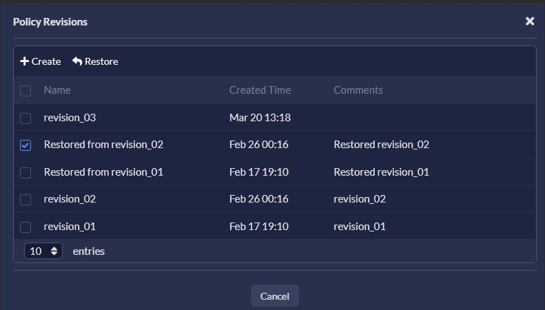 Managing policy revisions | FortiPortal 7.4.0 | Fortinet Document Library