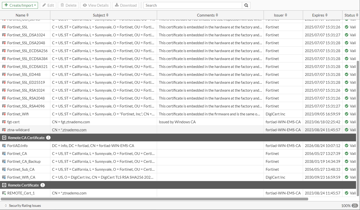 CA certificate | FortiClient 7.2.11 | Fortinet Document Library