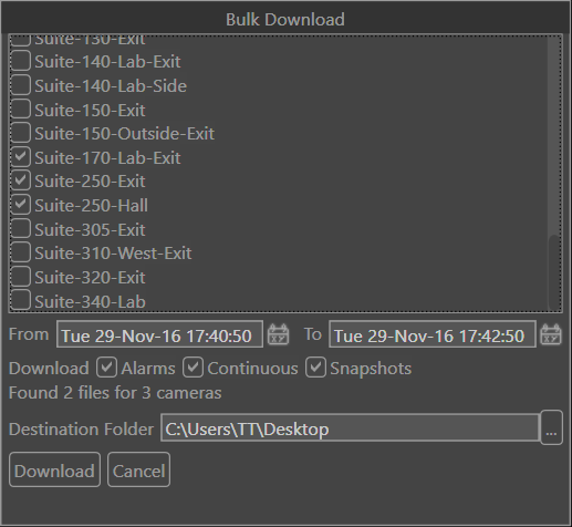 Downloading Video Clips | FortiCentral 6.4.0 | Fortinet Document Library