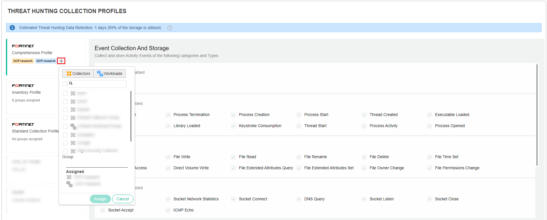 Assigning a Collector or workload group to a profile | FortiEDR/XDR 7.0 ...