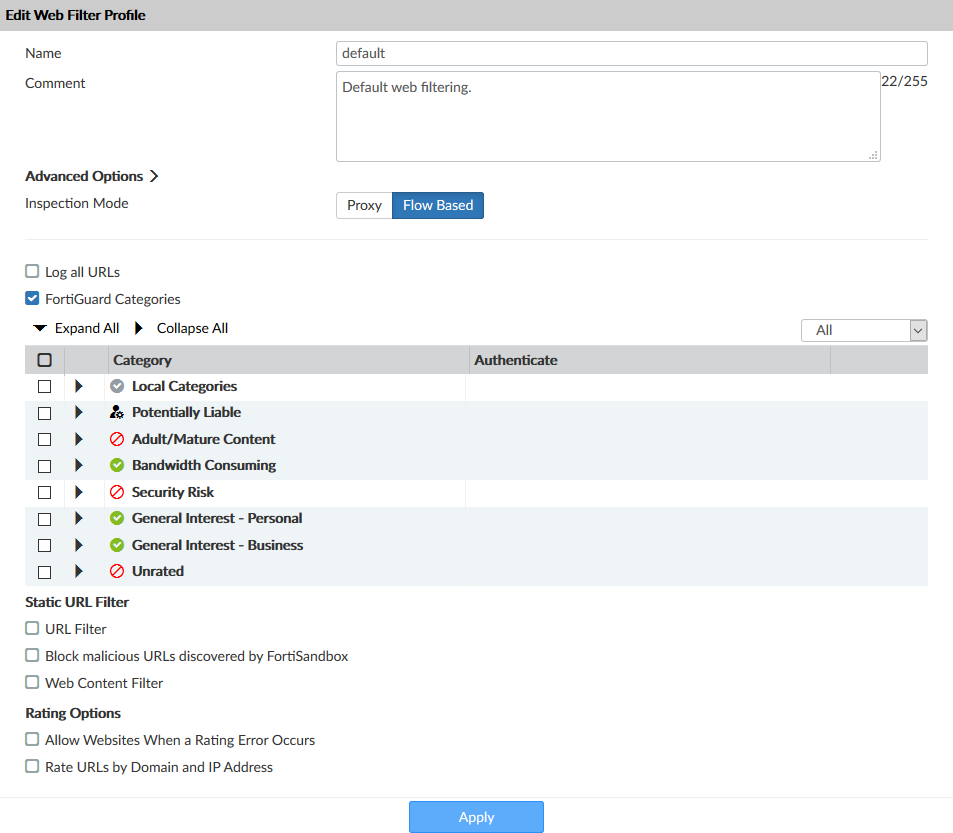 Web Filter restricted administrator | FortiManager 7.4.6 | Fortinet ...
