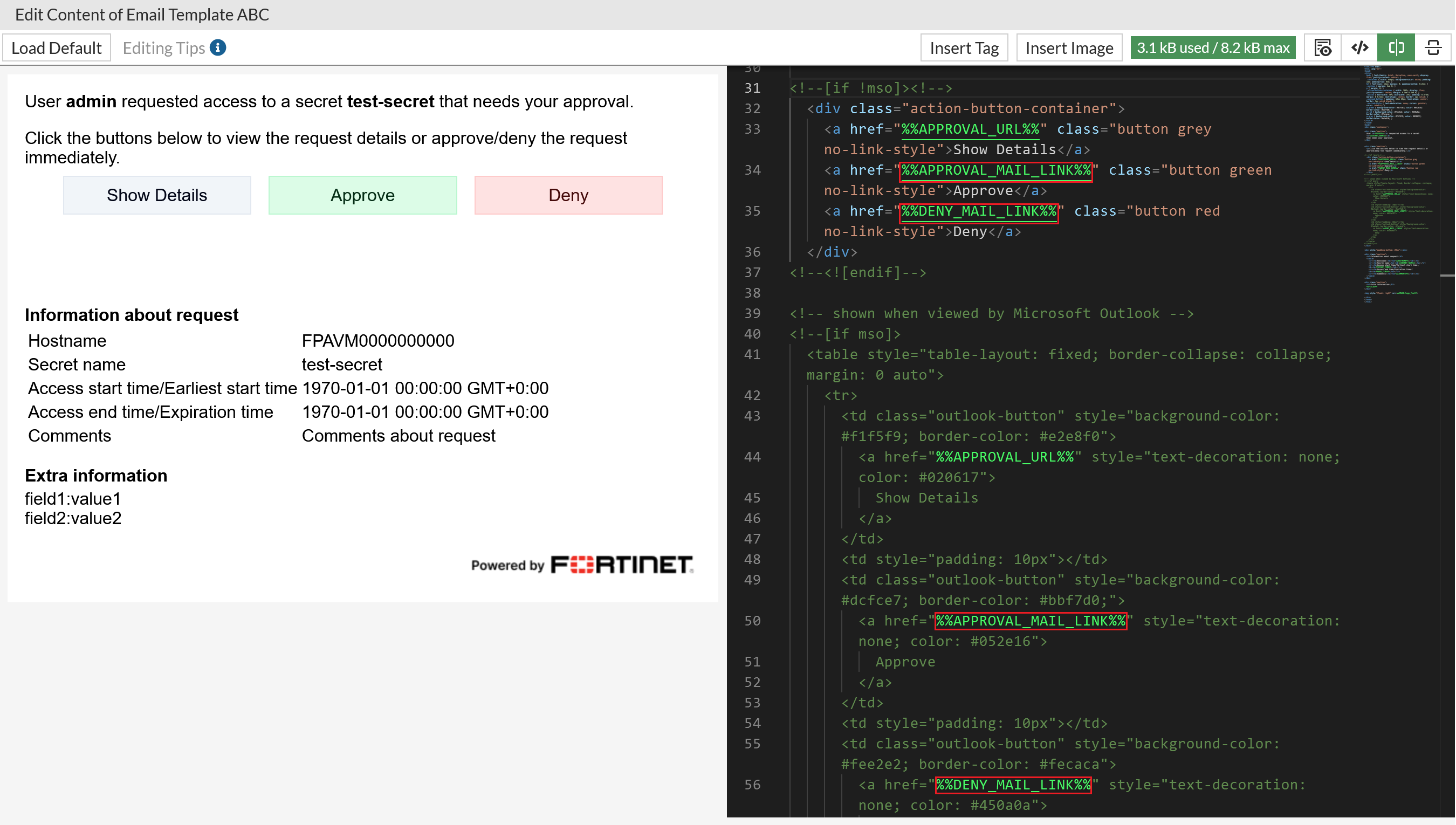 Approving secrets by Email | FortiSRA 1.6.0 | Fortinet Document Library