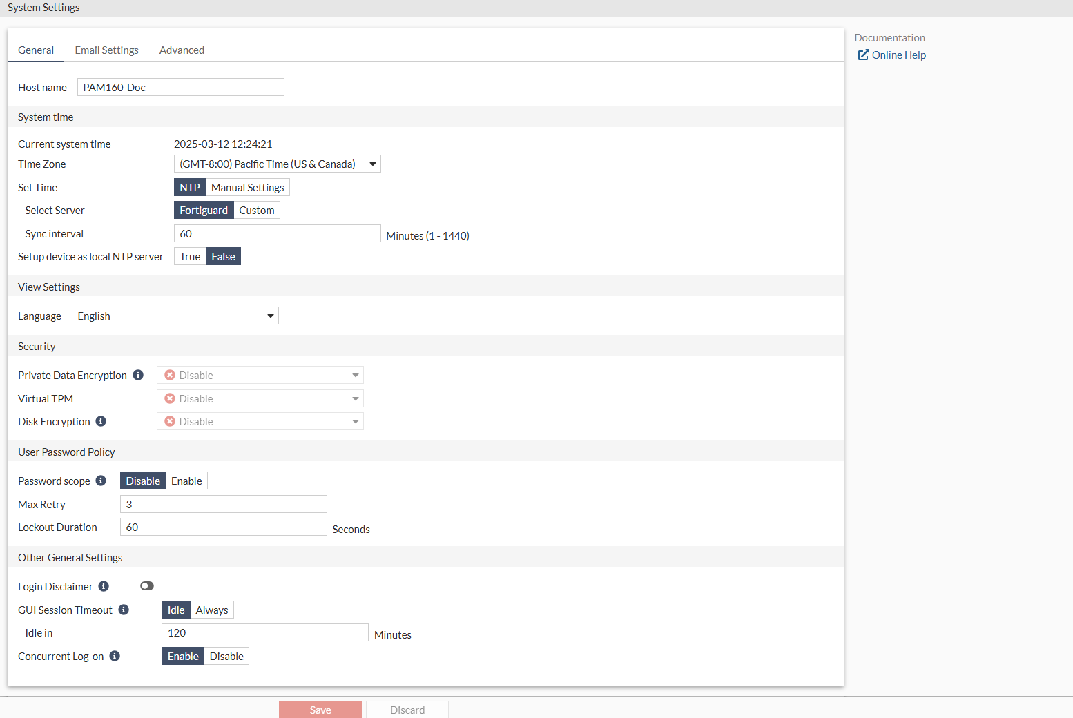Settings | FortiSRA 1.6.0 | Fortinet Document Library