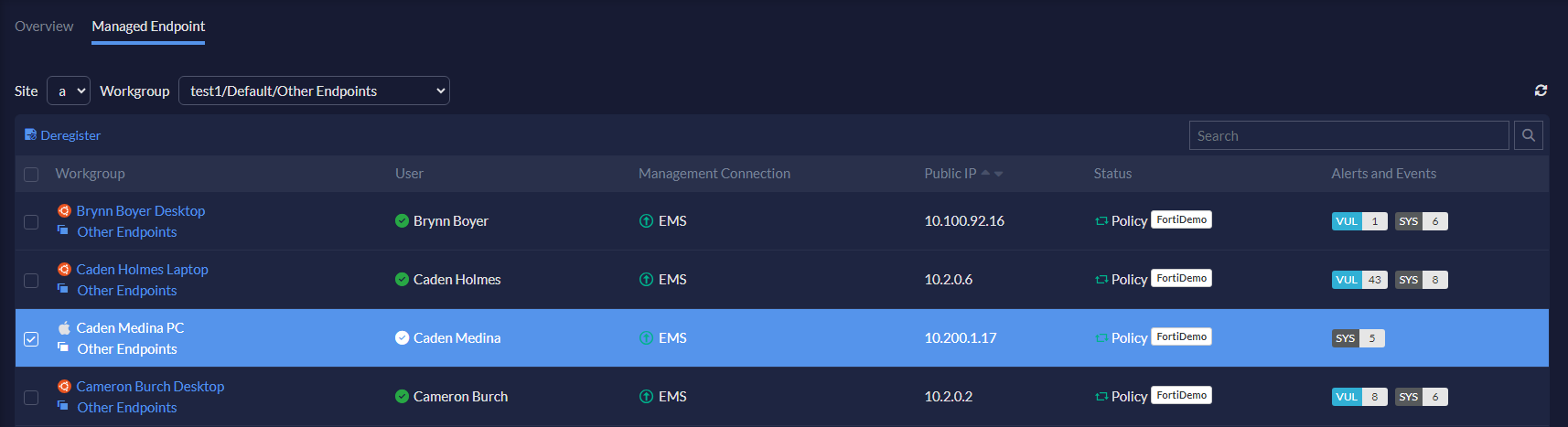 Disconnecting endpoints | FortiPortal 7.4.6 | Fortinet Document Library