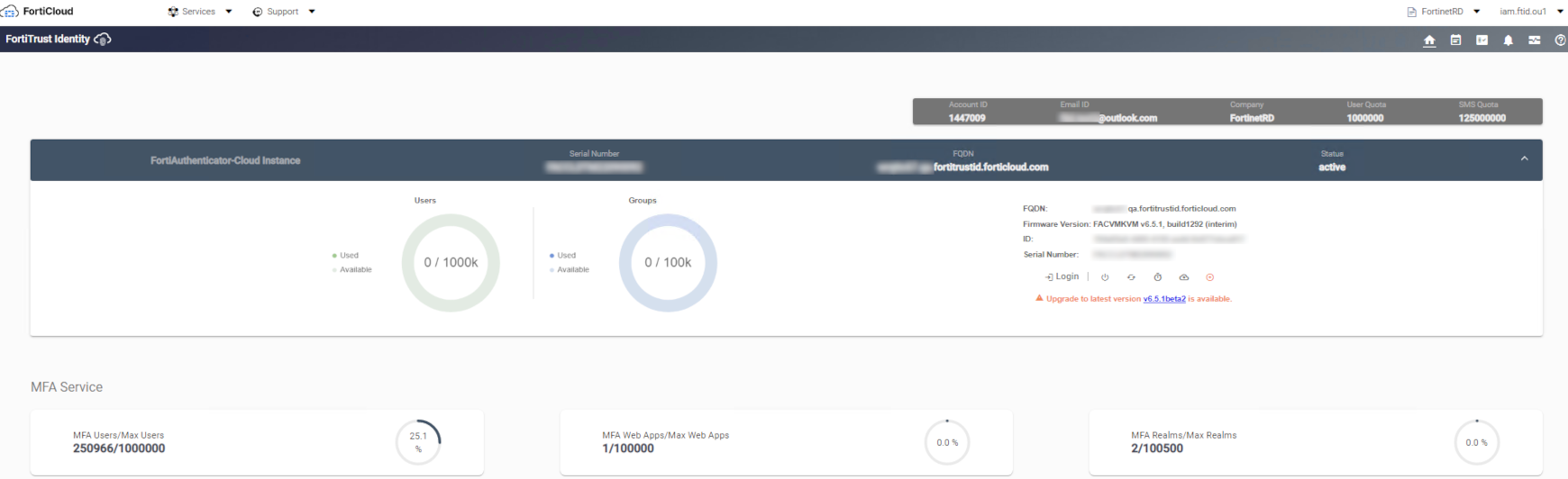 Fortrust Login Dashboard | FortiTrust Identity 23.1.0