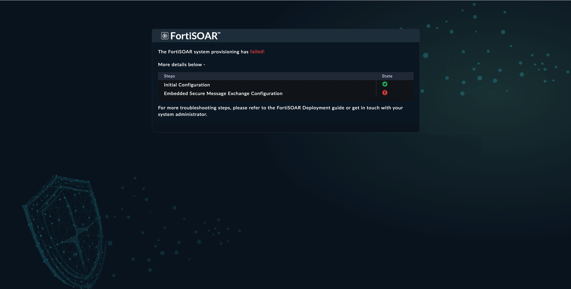 FortiSOAR Cloud provisioning errors