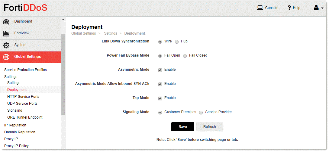 Configuring deployment settings | FortiDDoS 5.7.3 | Fortinet Document ...