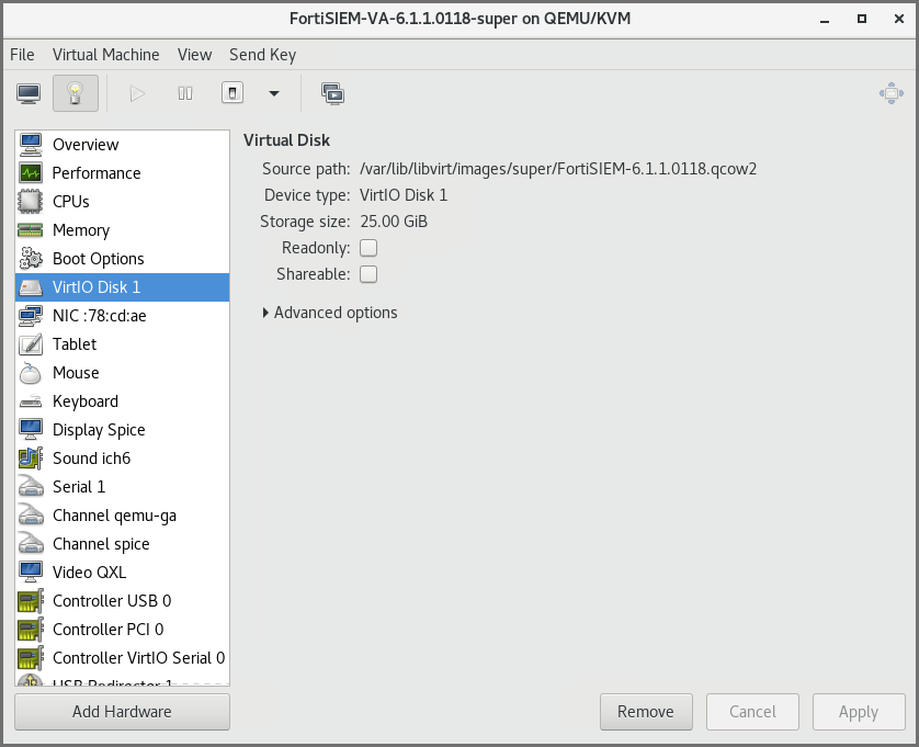 Import FortiSIEM into KVM FortiSIEM 6.1.1