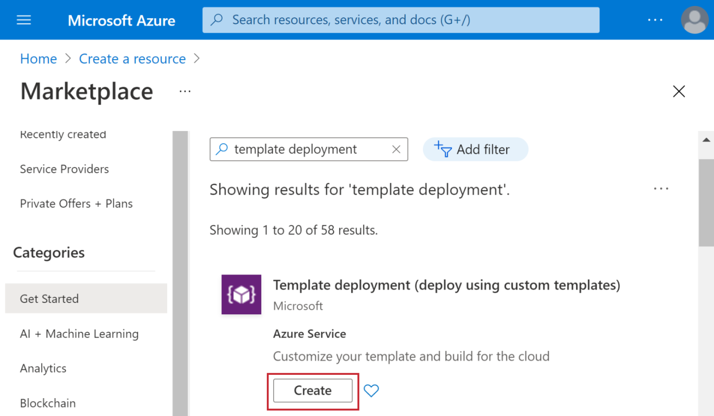 Create Template deployment