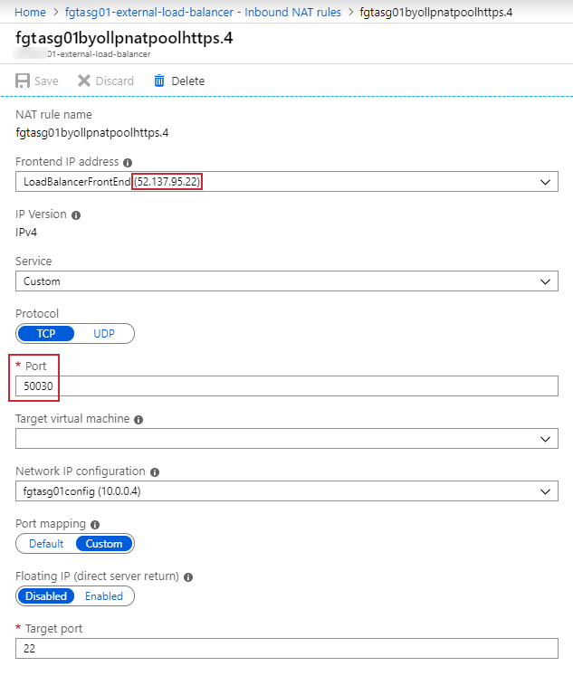Example SSH access rule