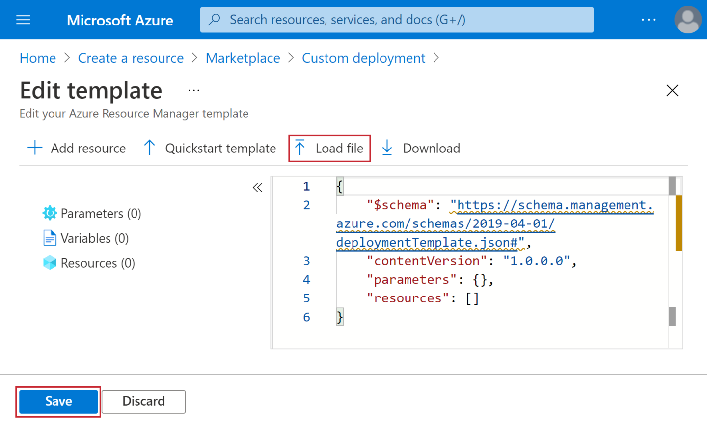 Loaded template file