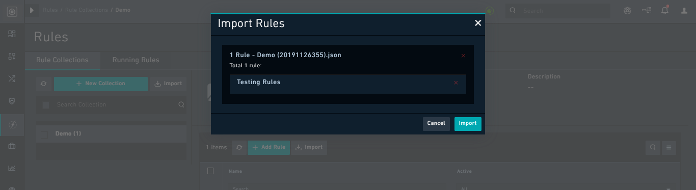Rule Engine - Importing a Rule Collection