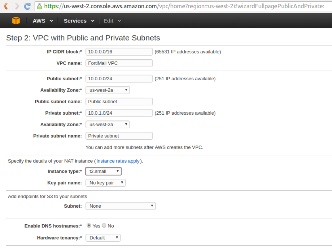 Basic AWS Network Setup | FortiMail 7.4.0 | Fortinet Document Library