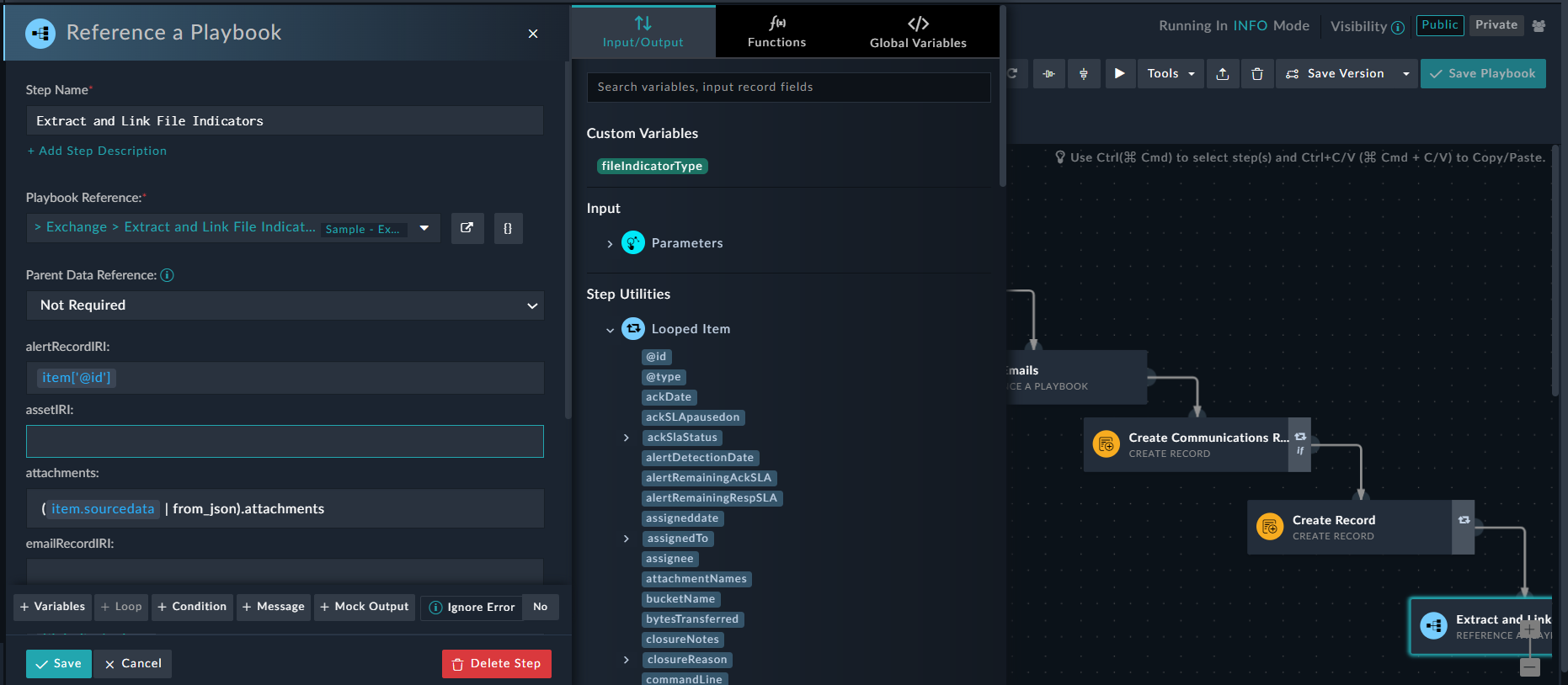Input/Output tab - Step Utilites section