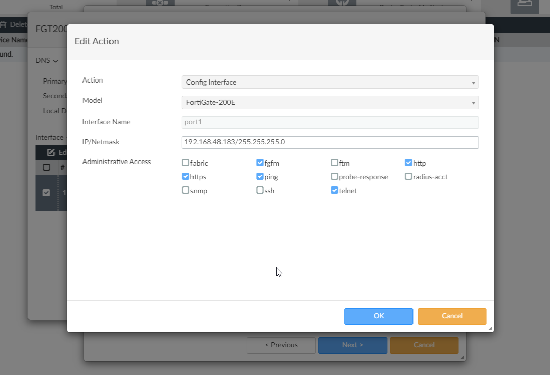 The Edit Action dialog