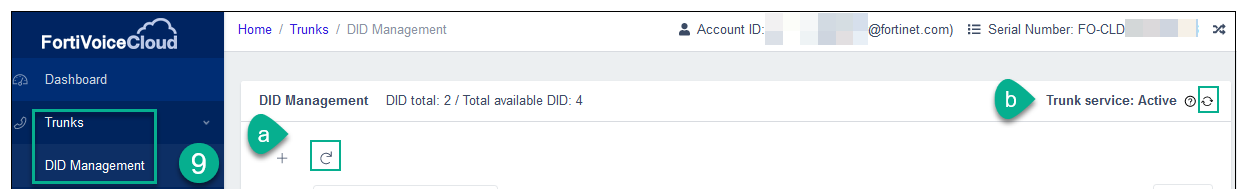 Adding a DID number | FortiVoice Cloud 1.0.0